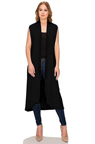Women's Long Sleeve/Sleeveless Full Length Duster Long Open Cardigan(Sizes: S-5X)