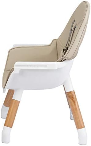 GOPLUS 4 en 1 Trona Evolutiva Madera de Haya para Bebé de 6 Meses a 3 Años, Silla Comedor Portatil en Mesa y Silla, con Bandeja Ajustable y Extraíble, 2 Niveles de Altura, Arnés de 5 Puntos (Caqui)