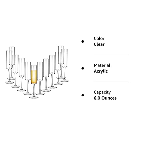 Champagne Flutes Goblets Plastic Acrylic Wine Toasting Goblets Crystal Disposable Cocktail Cups Drinkware Reusable For Christmas Party Wedding Birthday Anniversary(Clear,12 Pieces) #TOP6