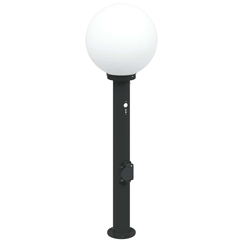 Lampadari con sensore e presa, 3 pezzi, 80 cm, in acciaio inox, nero, IP44, illuminazione esterna con sensore di movimento, per giardino, terrazza, sentiero, vialetto e veranda