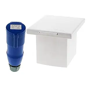 JAZZY PEARLS RV Camper 220V-240V 16A External Flush Hook Up Waterproof Plug Socket White