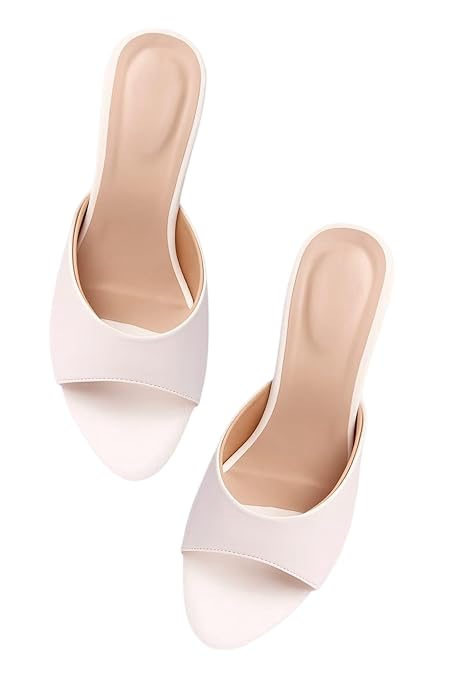 rspv Women’s Patent Leather Block Heel Mules – Glossy Open Toe Slip-On Sandals with Cushioned Insole | Elegant Mid Heel Footwear for Office-picture-40