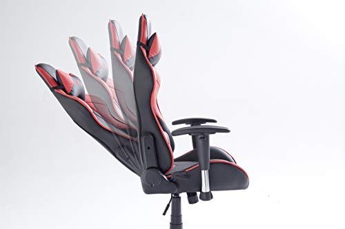 MC Racer 5 Gaming Stuhl, Chefsessel mit Armlehnen, Büro-/Schreibtischstuhl, Sportsitz Optik, inklusiv Kissen, Bezug Kunstleder/ PVC, circa 69 x 125-135 x 58 cm, schwarz / rot, Robas Lund 62495SR3 - 2