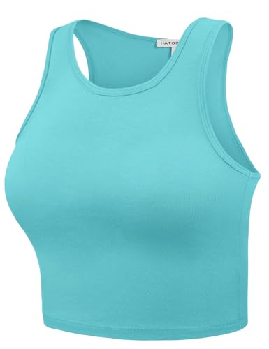 Women Sleeveless Cami Crop Tank Tops Racerback High Halter Neck Shirts2