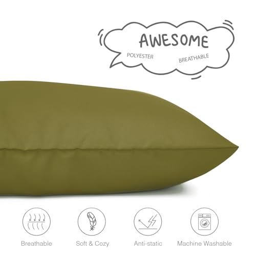 Image of EXQ Home Toddler Pillowcases Zippered 13x18 Travel Pillow Case Set of 2, Small Pillow Case Fits Baby Pillow Sized 12x16, 13x18, Kids Pillowcases 2 Pack Machine Washable (Olive Green)