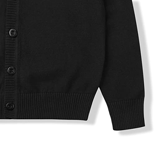 Cunyi Boys' Button-Up Cardigan With Elbow Patches V-Neck Cotton Knit Sweater Casual Outerwear, Black, 130 #TOP5