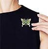 Broche papillon rétro avec strass et émeraude - Broche élégante en forme de papillon en cristal - Accessoire de robe - Cadeau de mariage ou d'anniversaire, Métal #1