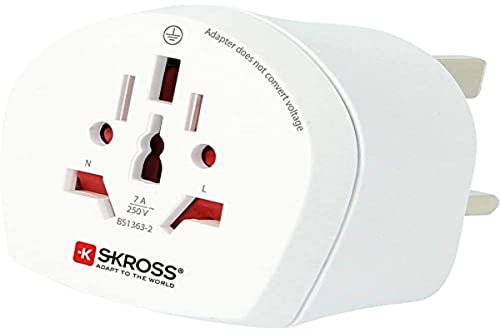 SKROSS | 1.500225-E | World to UK | Adaptateur de Voyage Universel pour Le Royaume-Uni - Tension et Puissance 100V - 700W / 250V - 1750W - Protection Anti-Choc électrique Cover