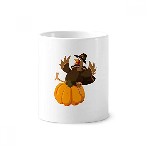 Gobelet pot à crayons motif potiron Thanksgiving en céramique blanche