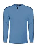 Jacansi Men's Henley Cotton Casual Long Sleeve Lightweight Button T-Shirts Navy Blue 2XL