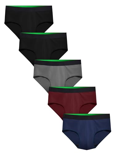 Washable Incontinence Underwear for Men LeakProof Underwear Briefs 5 Pack (Medium, 2 Black/Navy Blue/Burgundy/Gray)