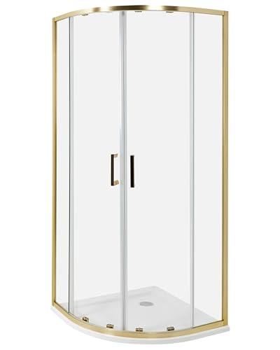 Cabina de ducha vidrio templado puerta doble corredera dorado 80 x 80 x 185 cm Jukatan