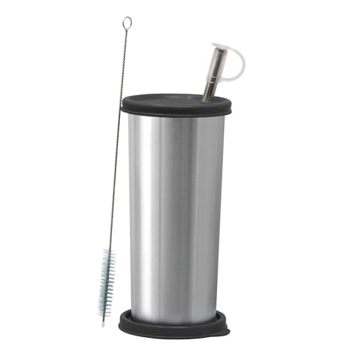 Signora Ware Sip Fast Stainless Steel Tumbler with Steel Straw & 2 Lids | Leakproof | Easy to Carry | Best for Smootheis & Iced Coffee | Perfect for Gym, Yoga & Outdoor Activities (500ml | Black)