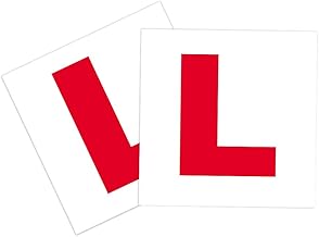 Pack of 2 Waterproof L Plates Sticker – 180 × 180 mm Self-Adhesive UK Learner “L” Signs for Cars & Motorbikes, Regulation Size