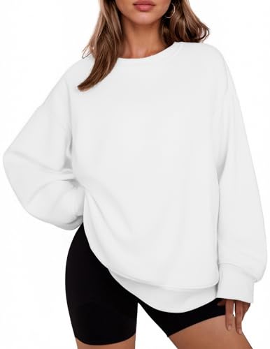 PINSPARK Womens Sweatshirt Crewneck Fleece Pullover Tops Oversized Sweat Shirts with Thumbholes Pockets 2025 Fall Outfits