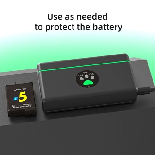 Cargador de 3 ranuras con batería Osmo Action 4 de 2100mAh recargable de larga duración 5