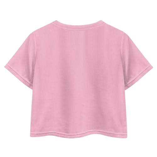 Image of Girls Summer Crop Top Outfits Short Sleeve T Shirts Kids Cute Clothes Tees Blouse
