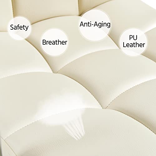 Yaheetech Tall Bar Stools Set Of 2 Modern Square Pu Leather Adjustable Barstools Counter Height Stools With Arms And Back Bar Chairs 360° Swivel Stool, Beige #TOP5