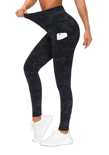 Image of THE GYM PEOPLE Thick High Waist Yoga Pants with Pockets, Tummy Control Workout Running Yoga Leggings for Women