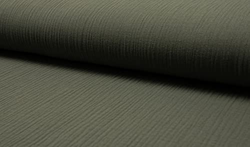 Tissu en mousseline double gaze kaki rouleau 10 m coupon 1000x140cm couture Bambino
