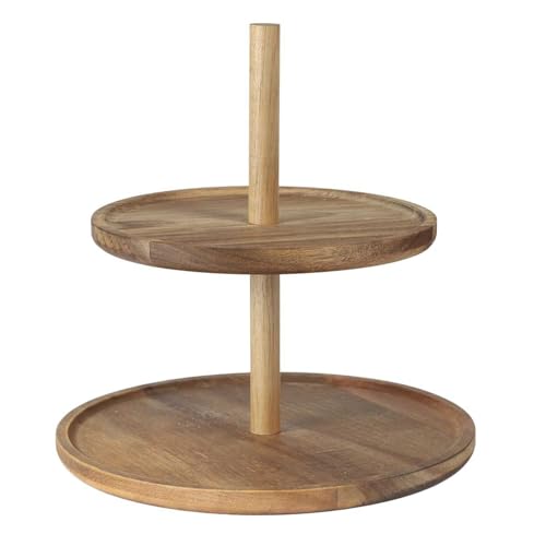 HOME DECO FACTORY - KA0342 Présentoir 2 Étages en Acacia - Service de Table Élégant - Conçu pour Réceptions et Dîners - Facile à Entretenir - 2 Niveaux...