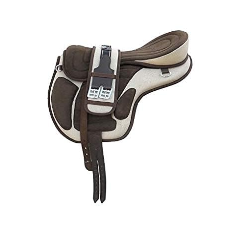 Micro Fiber Horse FREEMAX Treeless Saddle Tack Get Matching Girth & Strap Size:- 12โ to 18โ Inch Seat Available