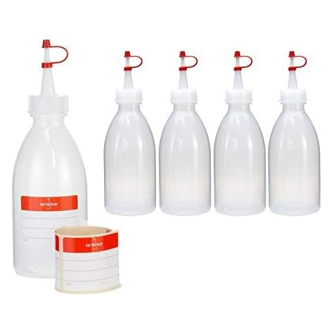 Octopus 5X 250 ml LDPE Plastikflasche Quetschflasche Laborflasche Garnierflasche Kunststoffflasche Spritzflasche mit Dosierspitze BZW. Tropfverschluss für Küche, Labor oder Hobby Cover
