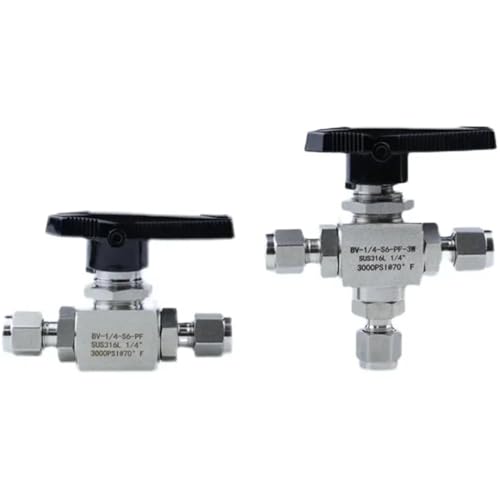 Válvula de bola de 3 vías de acero inoxidable 316 y compresión recta de 6mm 2