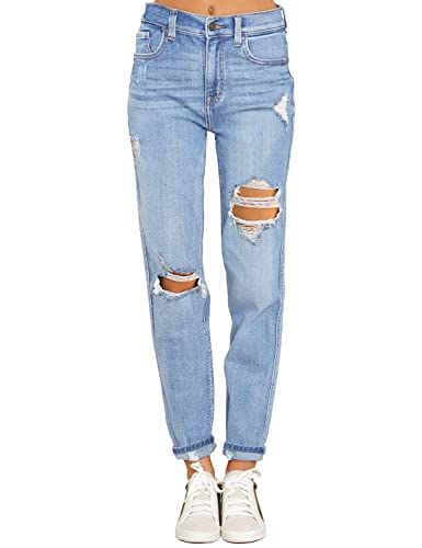 luvamia Women's Casual Ripped Jeans High Waisted Boyfriend Jeans Tapered Mom Jeans Denim Pants...