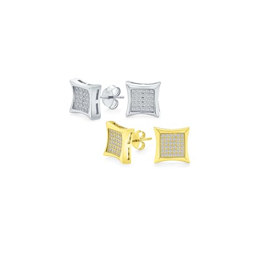 Pendientes de plata .925 con circonita en forma de cometa y acabado cuadrado micro pavé