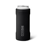 BrüMate Hopsulator Slim Can Cooler Insulated for 12oz Slim Cans | Skinny Can Insulated Stainless Steel Drink Holder for Hard Seltzer, Beer, Soda, and Energy Drinks (Matte Black)