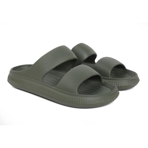 Image of Aqualite Men's Slides Slippers | Slip-On Comfort Flipflop Flat Base, Anti-Skid Sole & Lightweight | Casual Home & Outdoor Sandal for Men