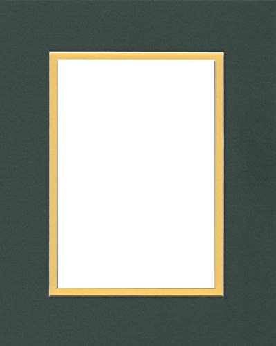 18x24 Double Acid Free White Core Picture Mats Cut for 12x18 Pictures in Pine Green and Yellow-image-45