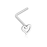 20G Dainty Heart Icon L-Shaped Nose Ring (Steel)