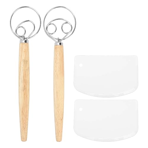 Listado de batidora para masa . 50 Batidor de Masa Danés, Herramienta Agitadora de Harina, Raspador de de Goma, Mango, Herramienta de Raspado de Estilo Holandés, Batidores (Batidores de 1 ojo y 2 ojos y un