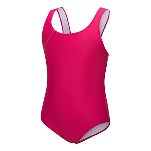 BALEAF Girl's Swimming Costume One Piece Swimsuit UPF 50+ Muscleback Swimwear Rose Red 30 Cover