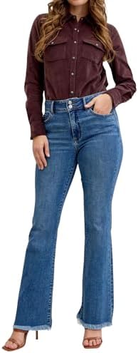Judy Blue Women’s High Waist Bootcut Jeans – Double Button WB, Fr...