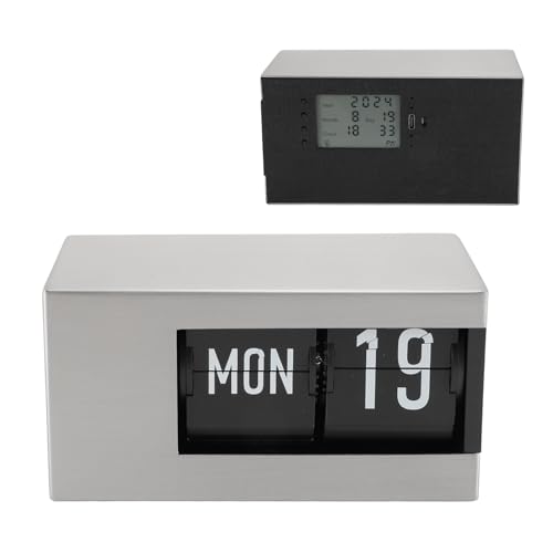 Reloj digital flip clock con calendario perpetuo inteligente a pilas 5
