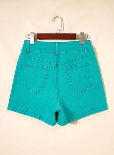 Image of Astylish Women's High Waisted Stretchy Jean Shorts Trendy Denim Shorts