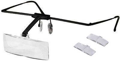 Lightweight eyeglass hands free magnifier with 3 lenses 1.5X, 2.5X, 3.5X by Electro Optix