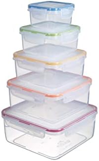 LocknLock Classic - Fiambreras con tapa, 5 piezas, 180 ml, 410 ml...