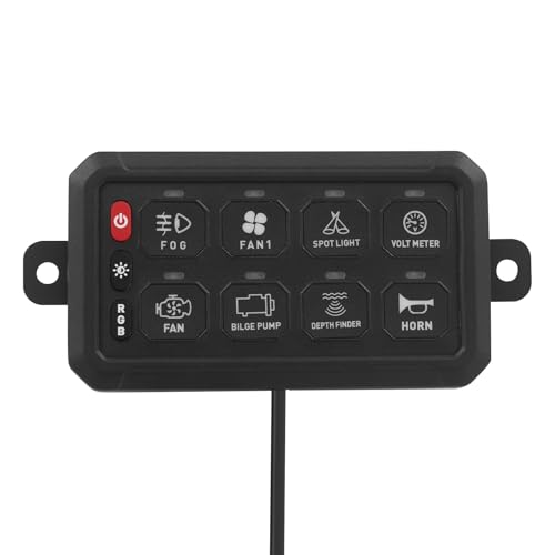 LOYALHEARTDY 8 Gang Switch Panel with App Control & Adjustable Brightness - Multifunction Toggle Switch Panel for Trucks, Boats, RVs |8 RGB Colors, IP65 Waterproof, Aluminum Alloy & Iron Construction