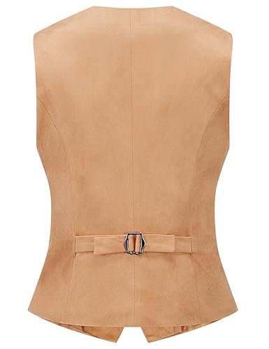 V VOCNI Women's Faux Suede Vest Cowgirl Western Vest Leather V Neck Slim Fit Fashion Casual Waistcoat Top2