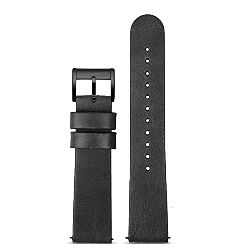 Bracelet de montre en cuir véritable noir de qualité supérieure 20mm