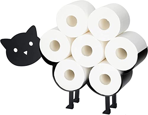 Support de papier toilette amusant pour salle de bain - Rangement de papier toilette - Design métallique de qualité supérieure - Pratique et pratique (chat) Cover