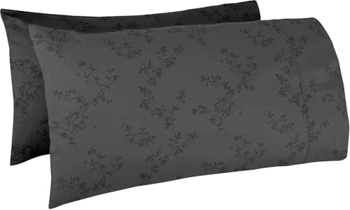 KHC Oversize Pillow Case Jacqurd | Extra Large Fits Even The Fluffiest Pillows Including The Pancake & Extra Tall Pillowcase | 100% Egyptian Cotton 600 Thread Count (Dark Grey, Super Huge- 31W x 41L)