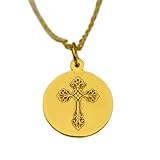 Gems_Hub Collar de plata de ley 925 de 24 mm, cadena de 45,7 cm, collar de cruz, colgante de símbolo cristiano hecho a mano, joyería religiosa para él o ella, joyería hecha a mano chapada en oro |