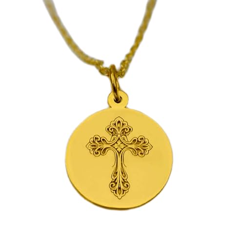 Collier croix argent 925 mixte pendentif religieux 22mm chaîne 45cm plaqué or
