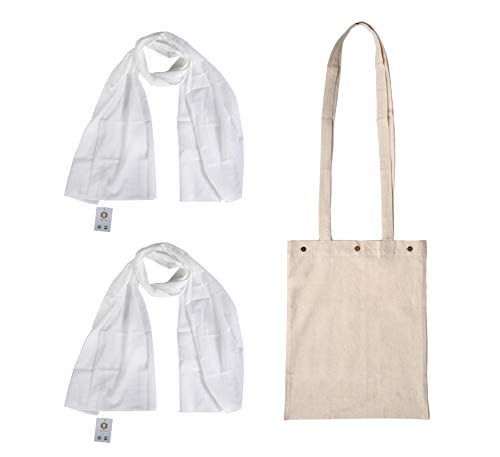Things to Tie DyeâŽœPlain Tote Bag & Scarves for Dyeing âŽœItems to Tie Dye & Natural DyeingâŽœ Blank Canvas Bag and White Cotton Scarf for Dyeing