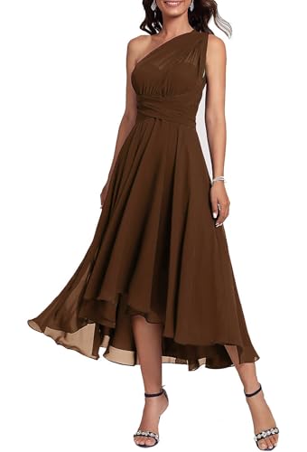 A Line Mother of Bride Dresses Infinity High Low Bridesmaid Dress Chiffon Wedding Guest Dress Tea Length